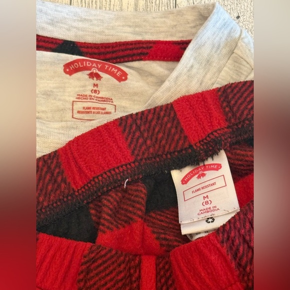 Holiday Time reindeer Christmas pajamas shirt & pants Girls size 8 - Picture 4 of 6